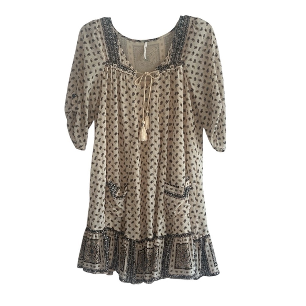 Free People Elegant Beige Patterned Dress size Small - Picture 3 of 10